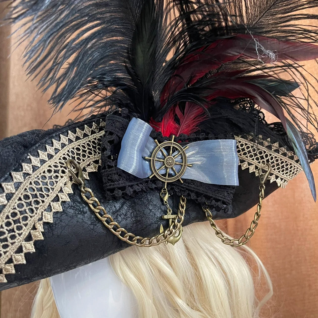 Women's Feather Captain Pirates Hat Halloween Christmas sold by Poopy and Poops General Pet Store poppyandpoops.ca