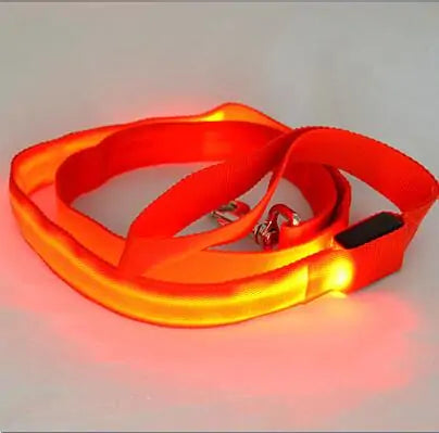 Glow In Dark Dog Leash Orange sold by Poopy and Poops General Pet Store poppyandpoops.ca