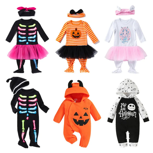 Baby Girls Boys Toddler Color Skeleton Pumpkin Christmas Eve Horror Halloween Costume sold by Poopy and Poops General Pet Store poppyandpoops.ca
