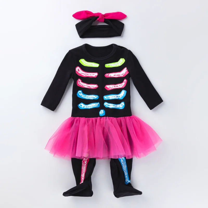 Baby Girls Boys Toddler Color Skeleton Pumpkin Christmas Eve Horror Halloween Costume A sold by Poopy and Poops General Pet Store poppyandpoops.ca