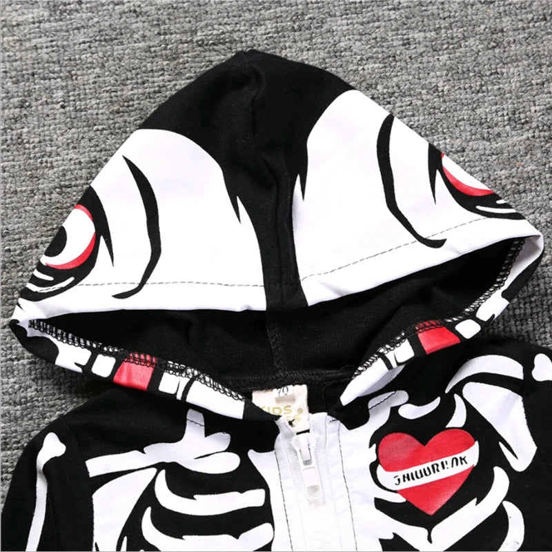 Baby role-playing baby toddler skull costume Halloween carnival role-playing skull long sleeve baby hooded suit sold by Poopy and Poops General Pet Store poppyandpoops.ca