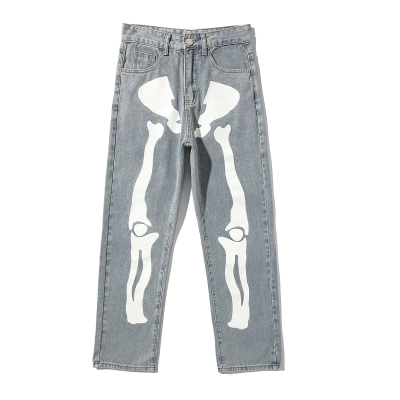 Wide Leg Skeleton Print Jeans sold by Poopy and Poops General Pet Store poppyandpoops.ca