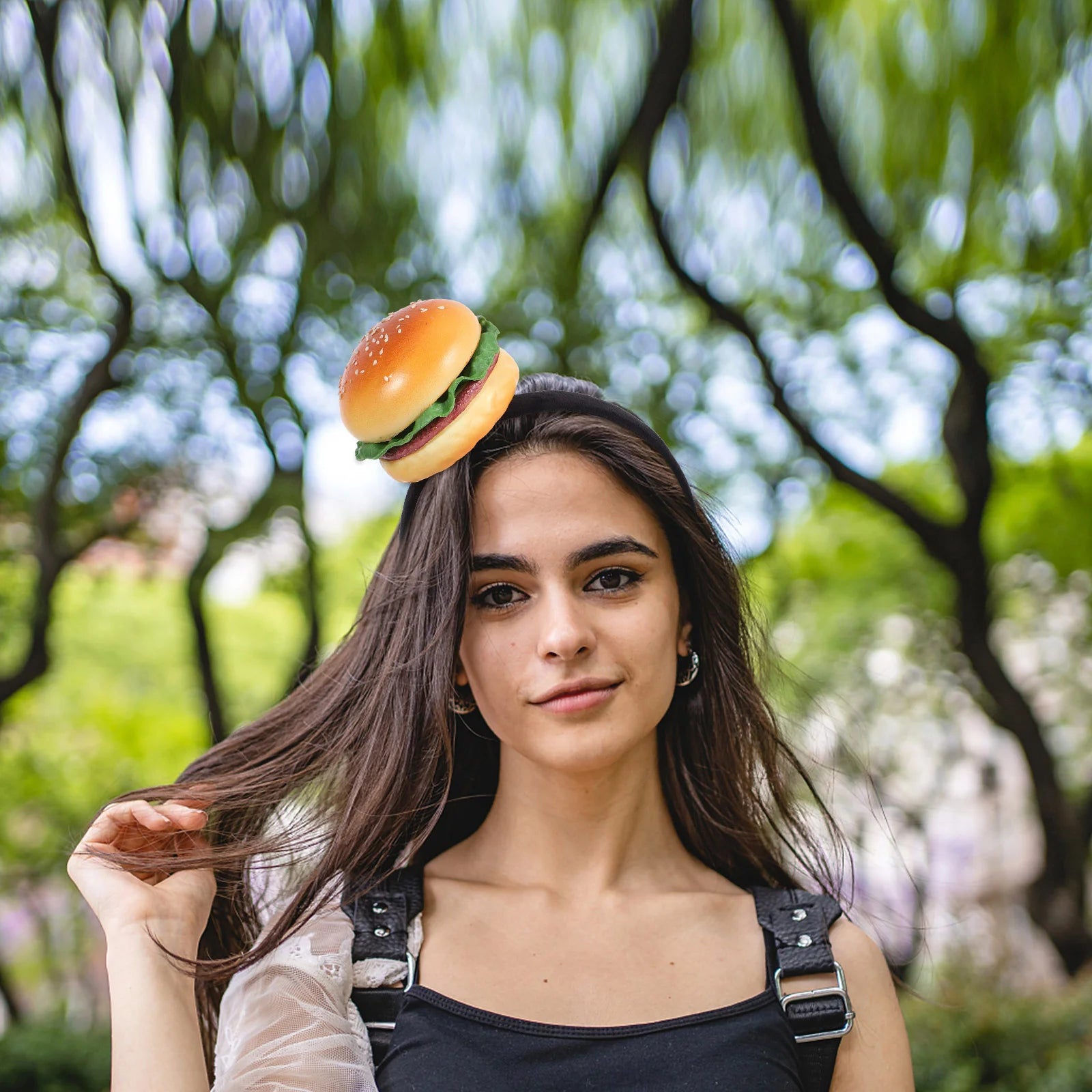 Cartoon Hamburger Headband Costume Headdress Party Costume Photo Prop for Festival Cosplay Headband Decorative Burger Headband sold by Poopy and Poops General Pet Store poppyandpoops.ca