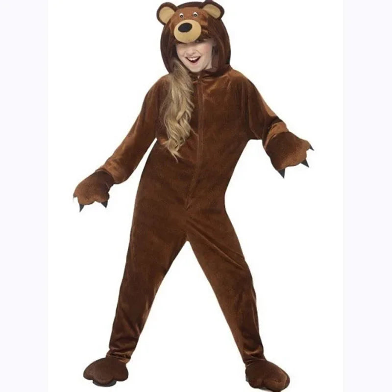 Children Kids Animal Costume Cosplay Dinosaur Tiger Rabbit Dog Lion Lamb Sheep Halloween Animals Costumes Jumpsuit for Boy Girl Brown Bear sold by Poopy and Poops General Pet Store poppyandpoops.ca