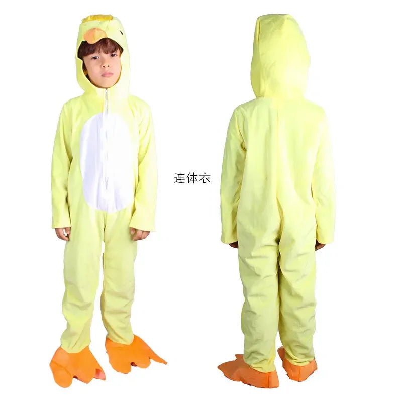Children Kids Animal Costume Cosplay Dinosaur Tiger Rabbit Dog Lion Lamb Sheep Halloween Animals Costumes Jumpsuit for Boy Girl duck sold by Poopy and Poops General Pet Store poppyandpoops.ca