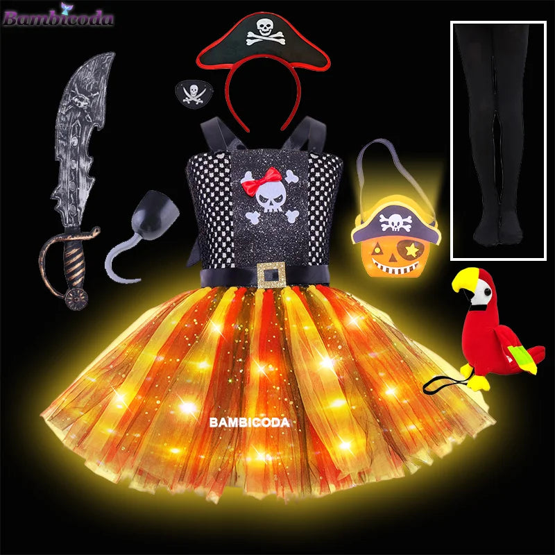 LED Children Pirate Halloween Costumes Girls Kids LED-a8 sold by Poopy and Poops General Pet Store poppyandpoops.ca