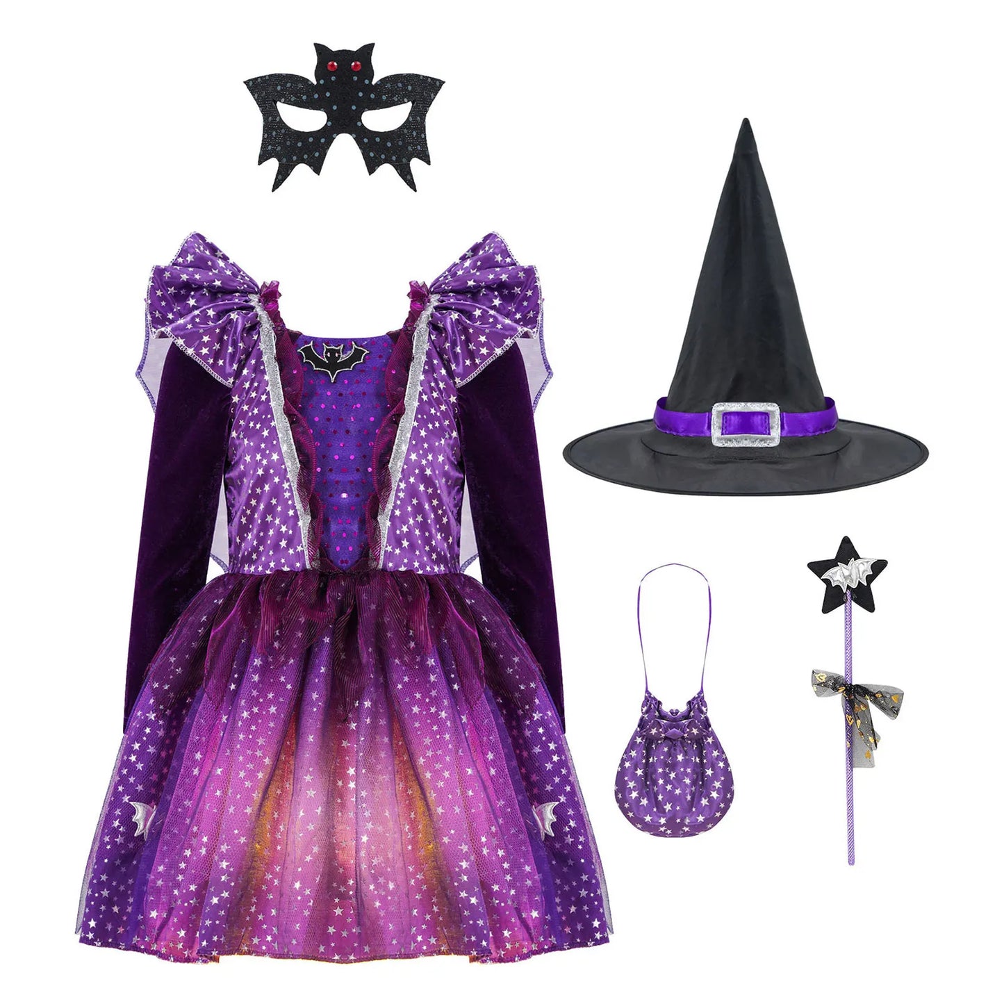 LED Girls Fairytale Wizard Witch Light Up Dress Halloween Costume Purple with Lights sold by Poopy and Poops General Pet Store poppyandpoops.ca