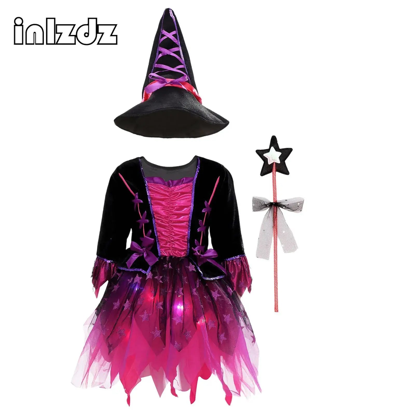 LED Girls Fairytale Wizard Witch Light Up Dress Halloween Costume sold by Poopy and Poops General Pet Store poppyandpoops.ca
