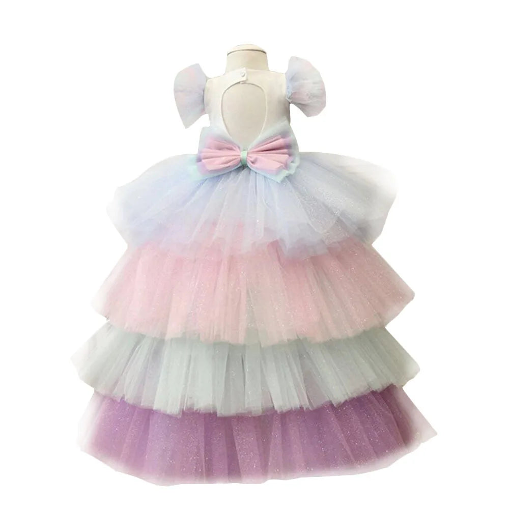 Christmas Fluffy Girl Princess Unicorn Dress Gorgeous Backless Long Tail Wedding Dress Kids Halloween Unicorn Cosplay Costume sold by Poopy and Poops General Pet Store poppyandpoops.ca