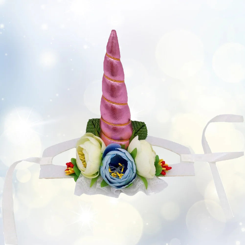 Clothing Pet Dreses Costume for Cats Dog Hair Accessories Unicorn Horn Party Hat Cosplay Pink sold by Poopy and Poops General Pet Store poppyandpoops.ca
