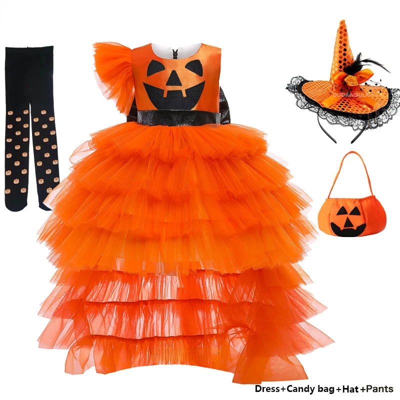 Halloween Costumes for Kids Children Pumpkin Dresses Set a-4 sold by Poopy and Poops General Pet Store poppyandpoops.ca