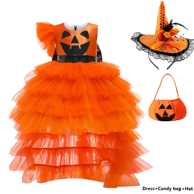 Halloween Costumes for Kids Children Pumpkin Dresses Set a-3 sold by Poopy and Poops General Pet Store poppyandpoops.ca