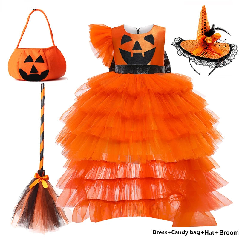 Halloween Costumes for Kids Children Pumpkin Dresses Set a-6 sold by Poopy and Poops General Pet Store poppyandpoops.ca
