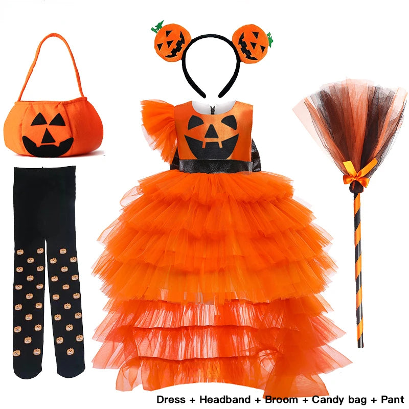 Halloween Costumes for Kids Children Pumpkin Dresses Set b-5 sold by Poopy and Poops General Pet Store poppyandpoops.ca