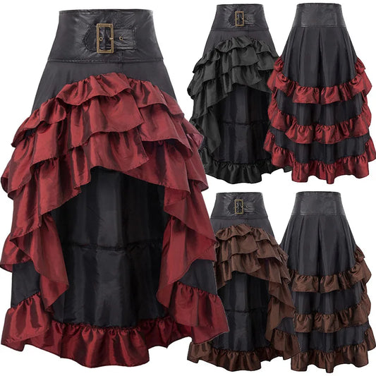Steampunk Medieval Ruffled Satin & Lace Trim Womens Pirate Halloween Costumes sold by Poopy and Poops General Pet Store poppyandpoops.ca