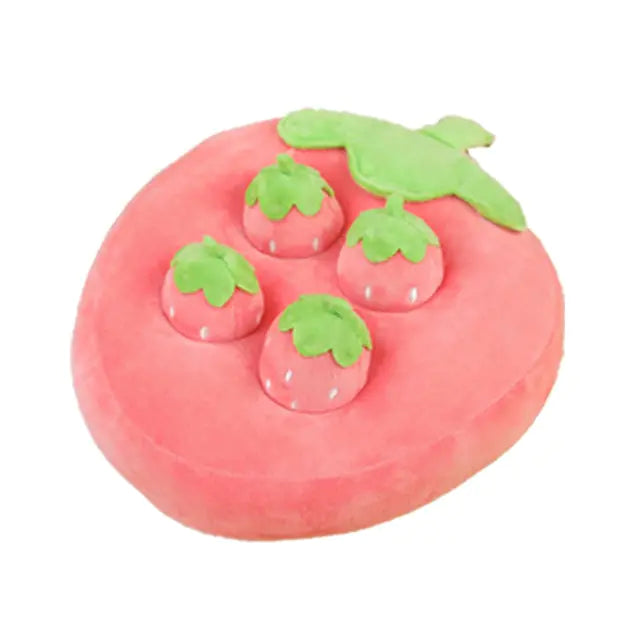 Hide and Seek Plush Pet Chew Toy Pink Strawberry sold by Poopy and Poops General Pet Store poppyandpoops.ca