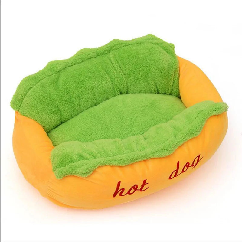 Cute Hot Dog Pet Bed Gold Small sold by Poopy and Poops General Pet Store poppyandpoops.ca