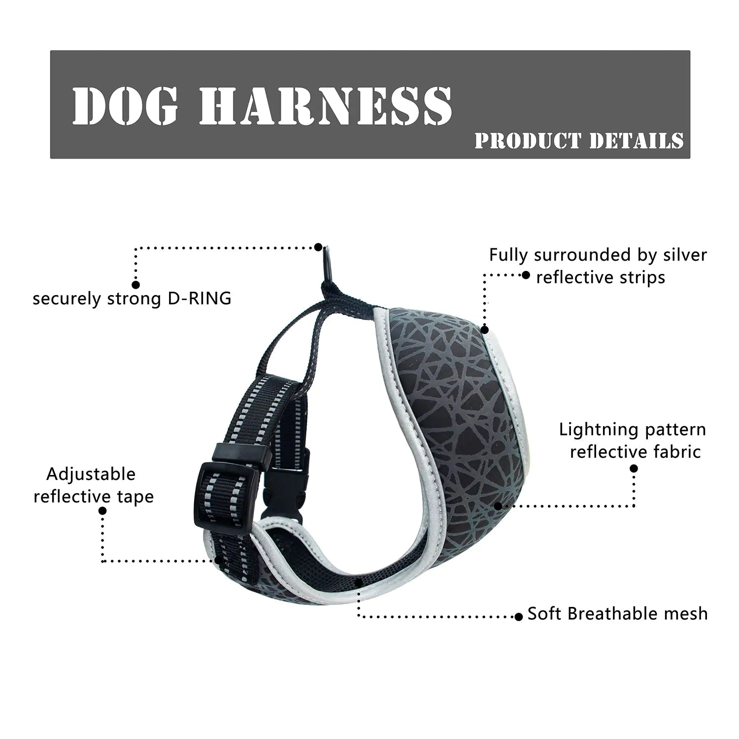 Adjustable Reflective Pet Harness Leash Set sold by Poopy and Poops General Pet Store poppyandpoops.ca