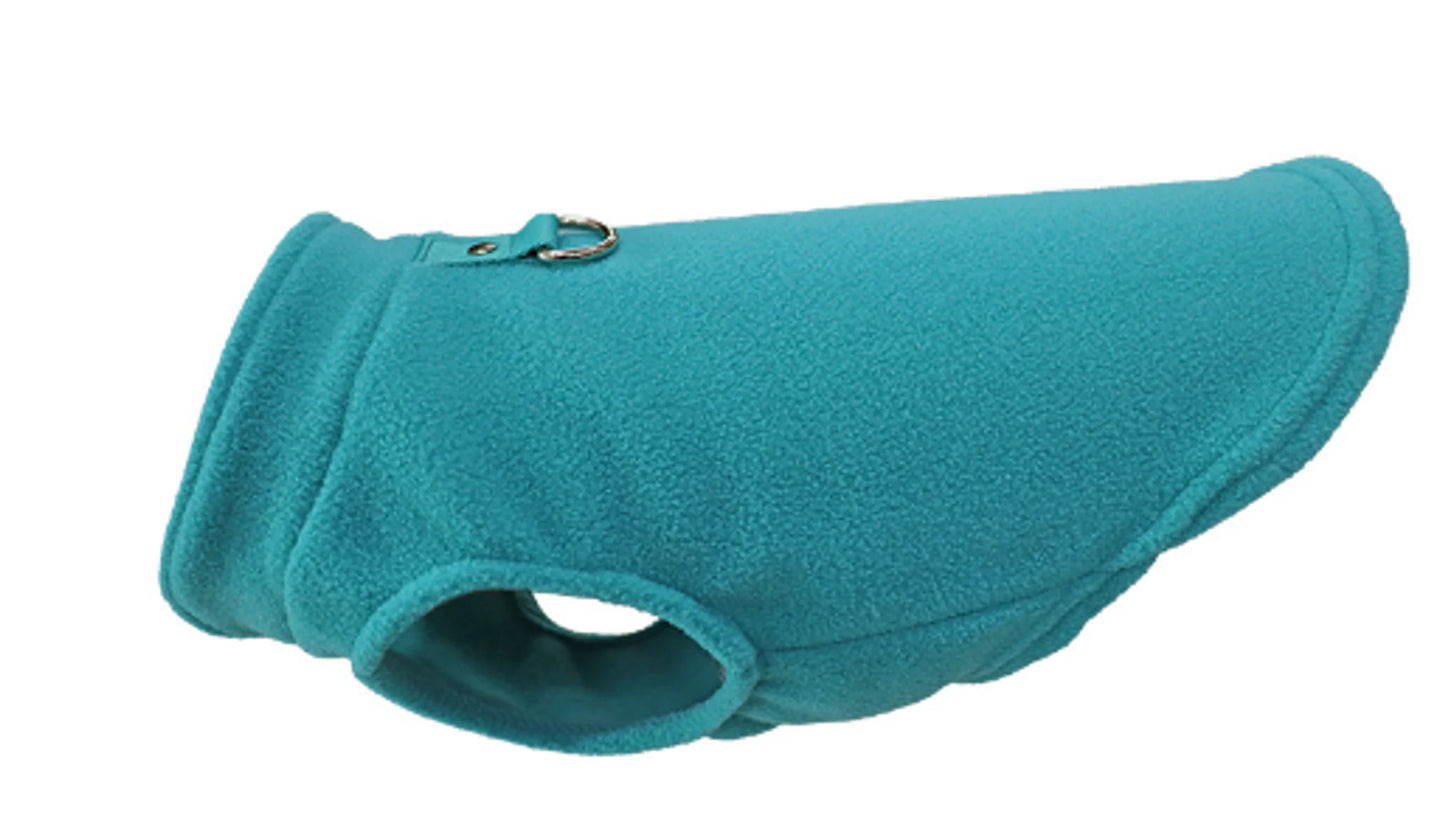 Winter Fleece Pet Dog Jacket Cyan sold by Poopy and Poops General Pet Store poppyandpoops.ca