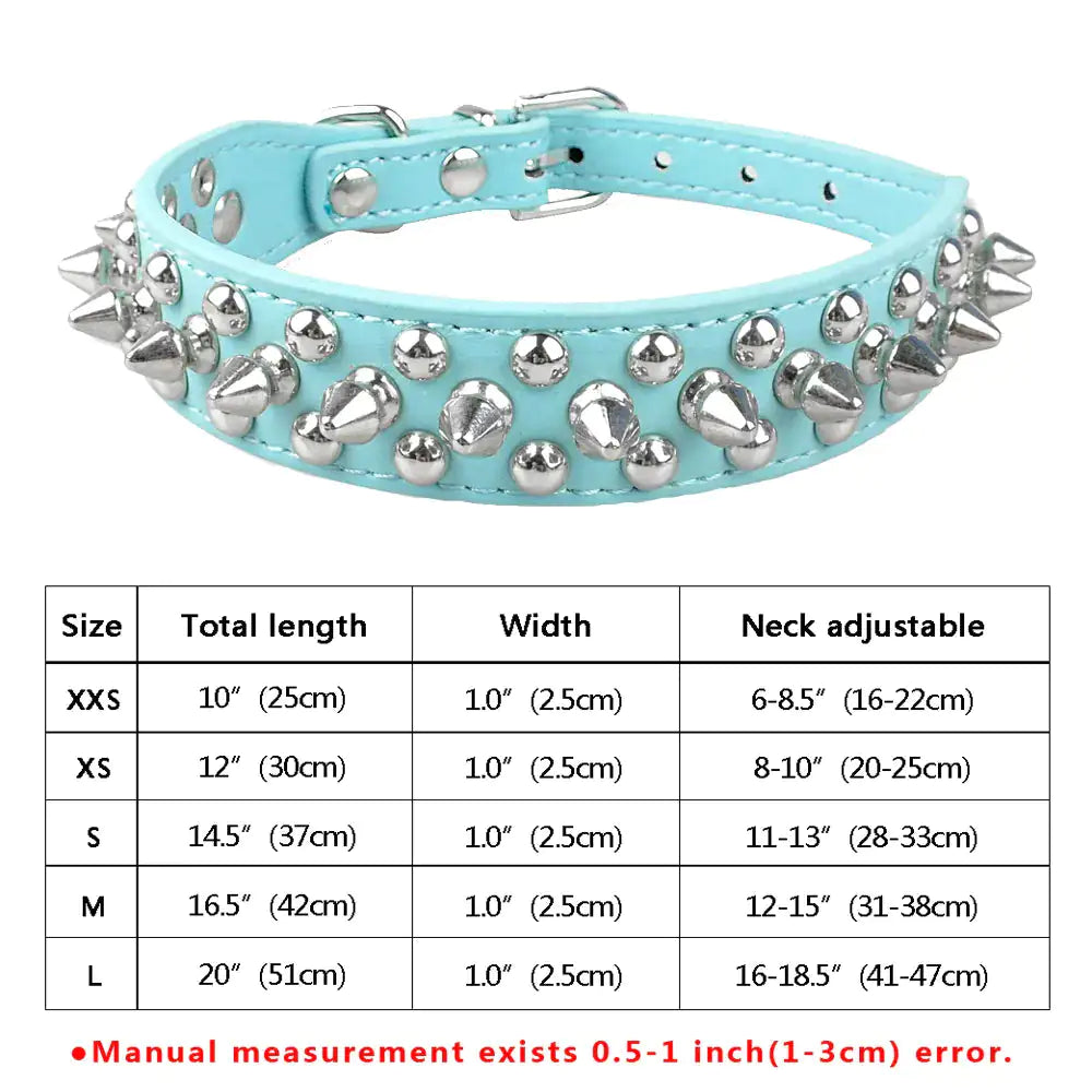 Cone Spikes Dog Collar Blue Extra Small sold by Poopy and Poops General Pet Store poppyandpoops.ca