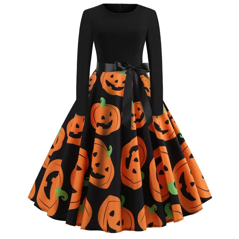 Matching Pumpkin Halloween Costume Women's Dress Long Sleeve D sold by Poopy and Poops General Pet Store poppyandpoops.ca