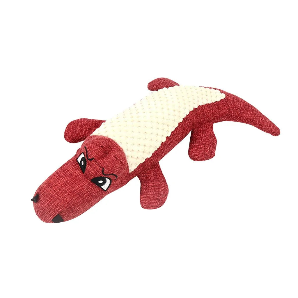 Linen Plush Crocodile Dog Toy: Squeaky Chew for Cleaning Teeth, 1PC sold by Poopy and Poops General Pet Store poppyandpoops.ca