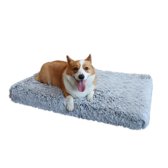 Plush Washable Dog Bed Grey White Small sold by Poopy and Poops General Pet Store poppyandpoops.ca