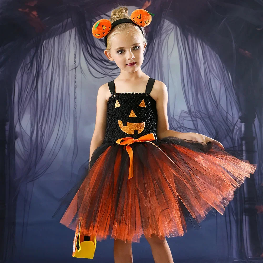 Girls Pumpkin Halloween Costume Pumpkin Tutu Dress sold by Poopy and Poops General Pet Store poppyandpoops.ca
