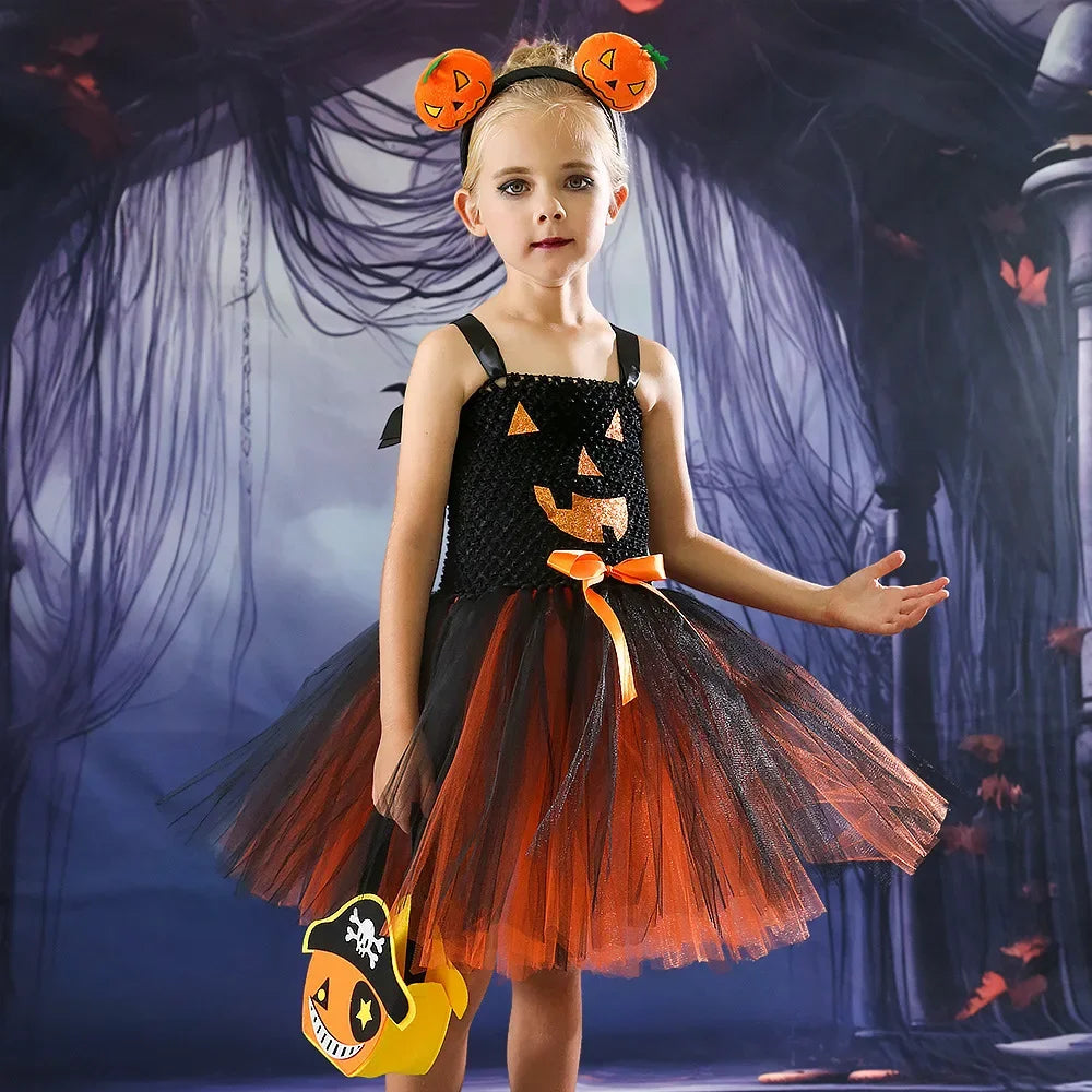 Girls Pumpkin Halloween Costume Pumpkin Tutu Dress sold by Poopy and Poops General Pet Store poppyandpoops.ca