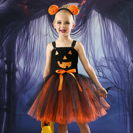 Girls Pumpkin Halloween Costume Pumpkin Tutu Dress sold by Poopy and Poops General Pet Store poppyandpoops.ca