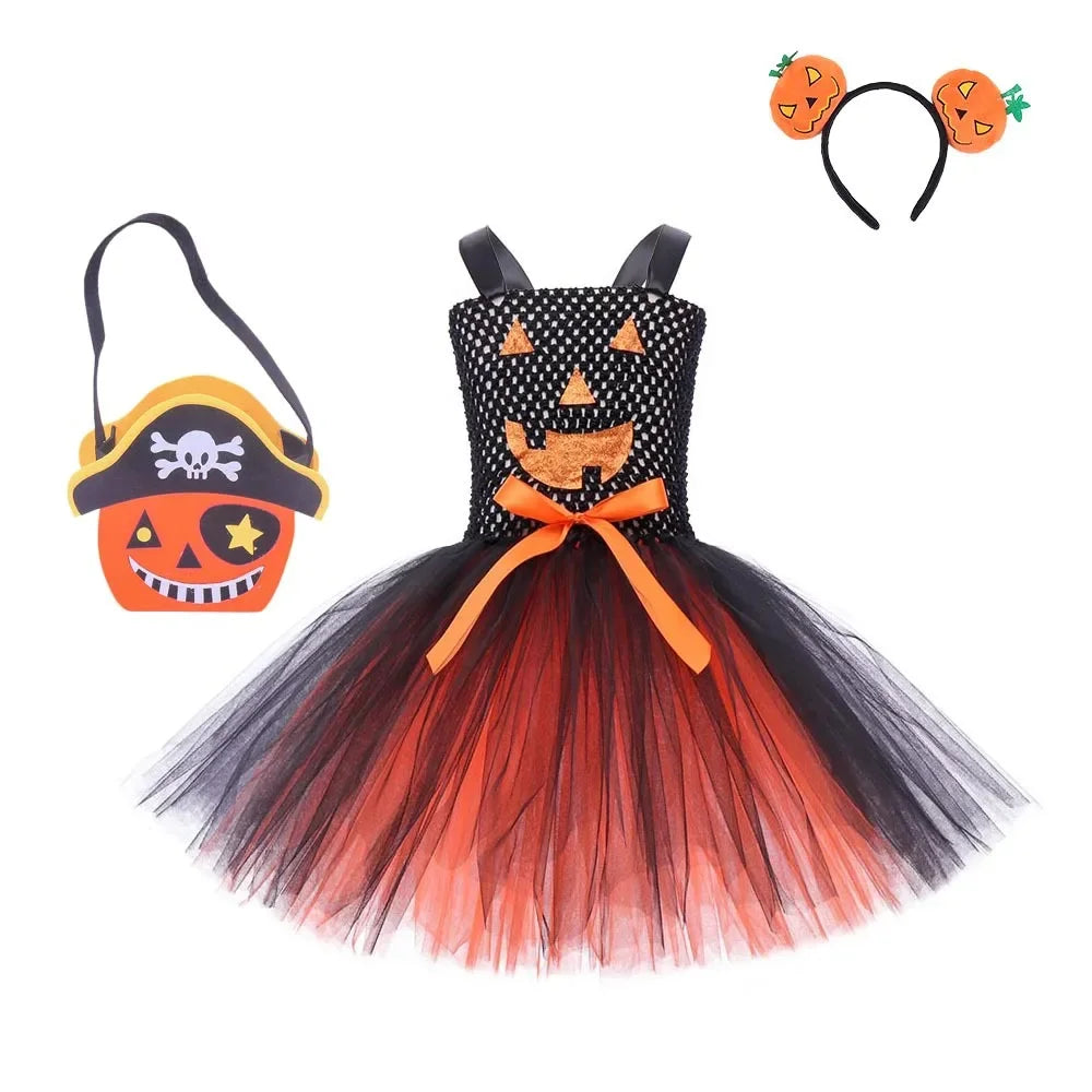 Girls Pumpkin Halloween Costume Pumpkin Tutu Dress Skirt headband bag sold by Poopy and Poops General Pet Store poppyandpoops.ca