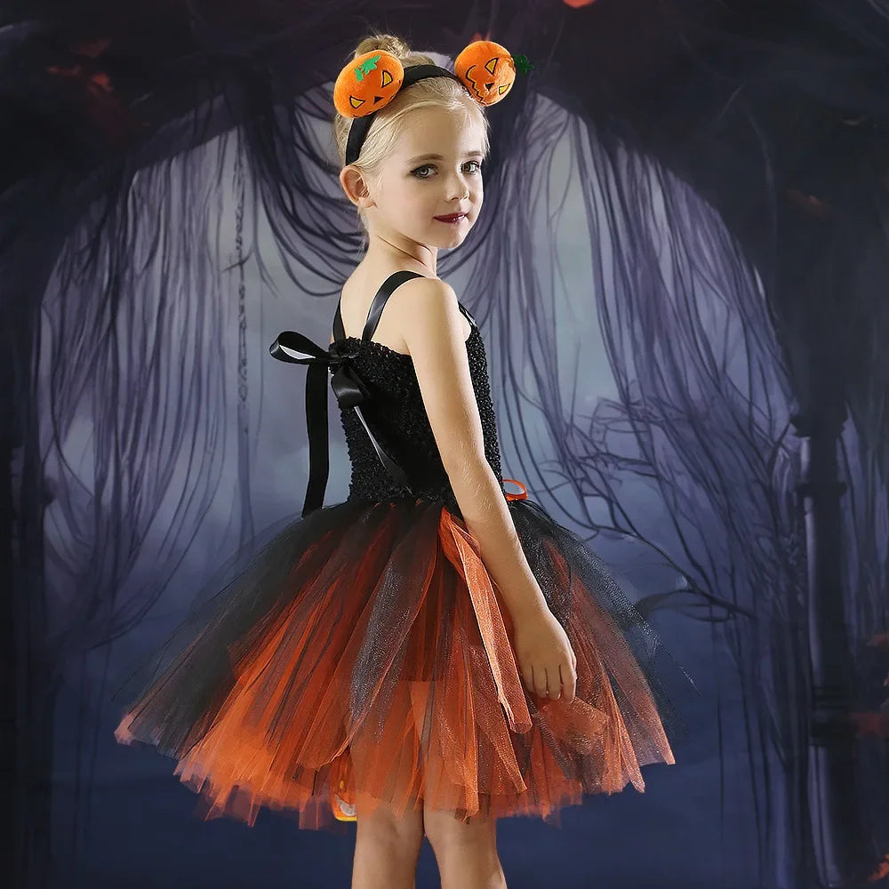 Girls Pumpkin Halloween Costume Pumpkin Tutu Dress sold by Poopy and Poops General Pet Store poppyandpoops.ca