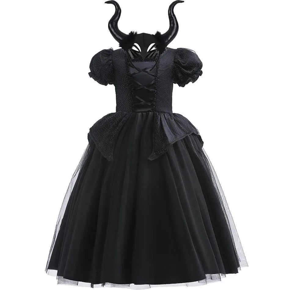 Girls Witch Costume Kids Cosplay Halloween Disguise Baby Devil Queen Pageant Fancy Clothes Princess Malefic Fantasy 3-10 Years DH43 Set 03 sold by Poopy and Poops General Pet Store poppyandpoops.ca