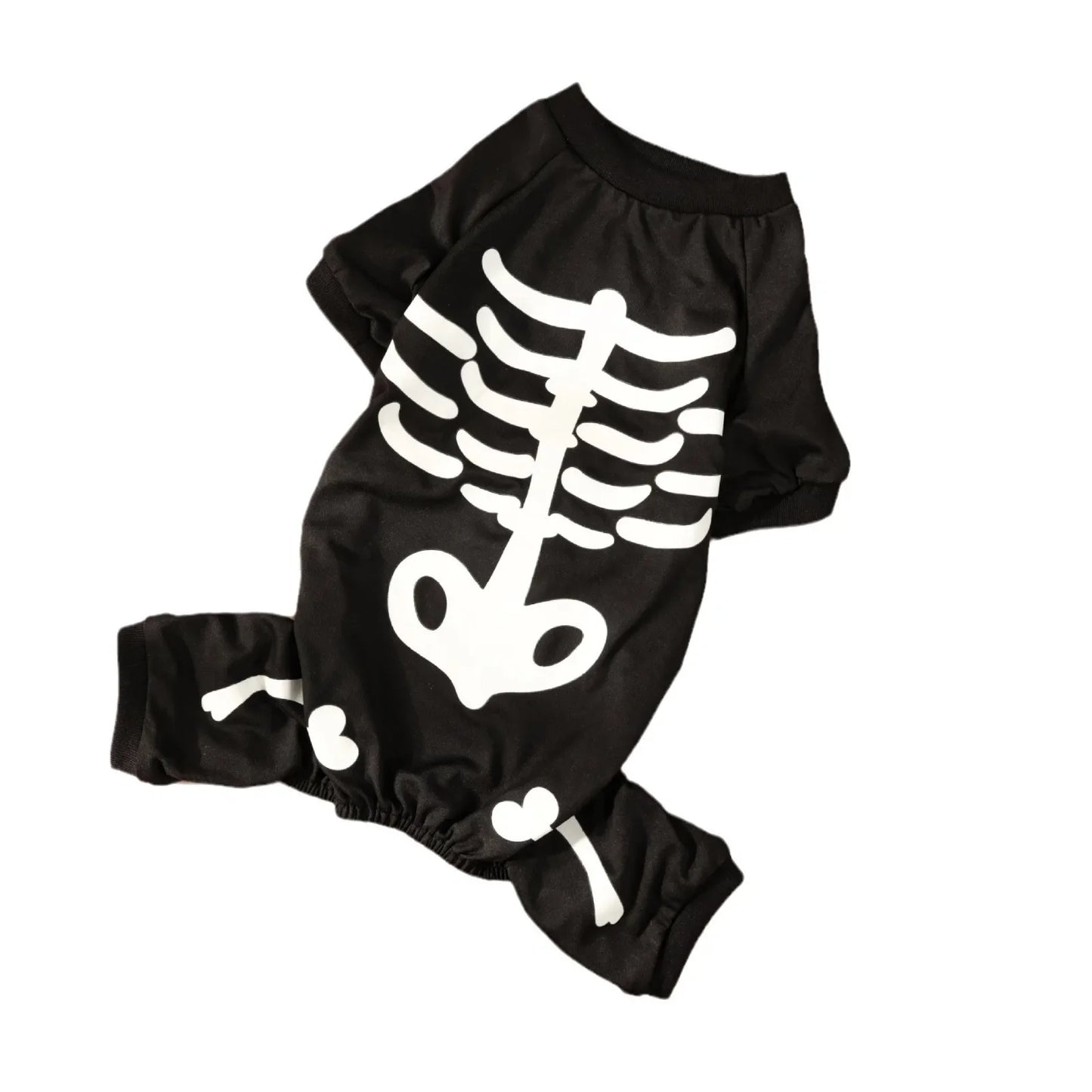 Glow Dark Skeleton Halloween Dog Costume Onesie black sold by Poopy and Poops General Pet Store poppyandpoops.ca