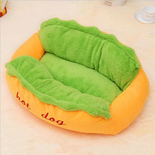 Cute Hot Dog Pet Bed sold by Poopy and Poops General Pet Store poppyandpoops.ca