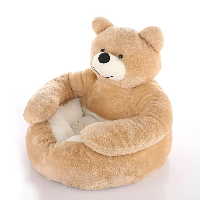 Warm Bear Hug Plush Dog Bed Brown 55CM sold by Poopy and Poops General Pet Store poppyandpoops.ca