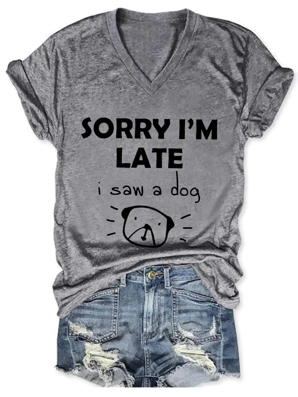 Women's Dog Statement V-Neck Tee sold by Poopy and Poops General Pet Store poppyandpoops.ca