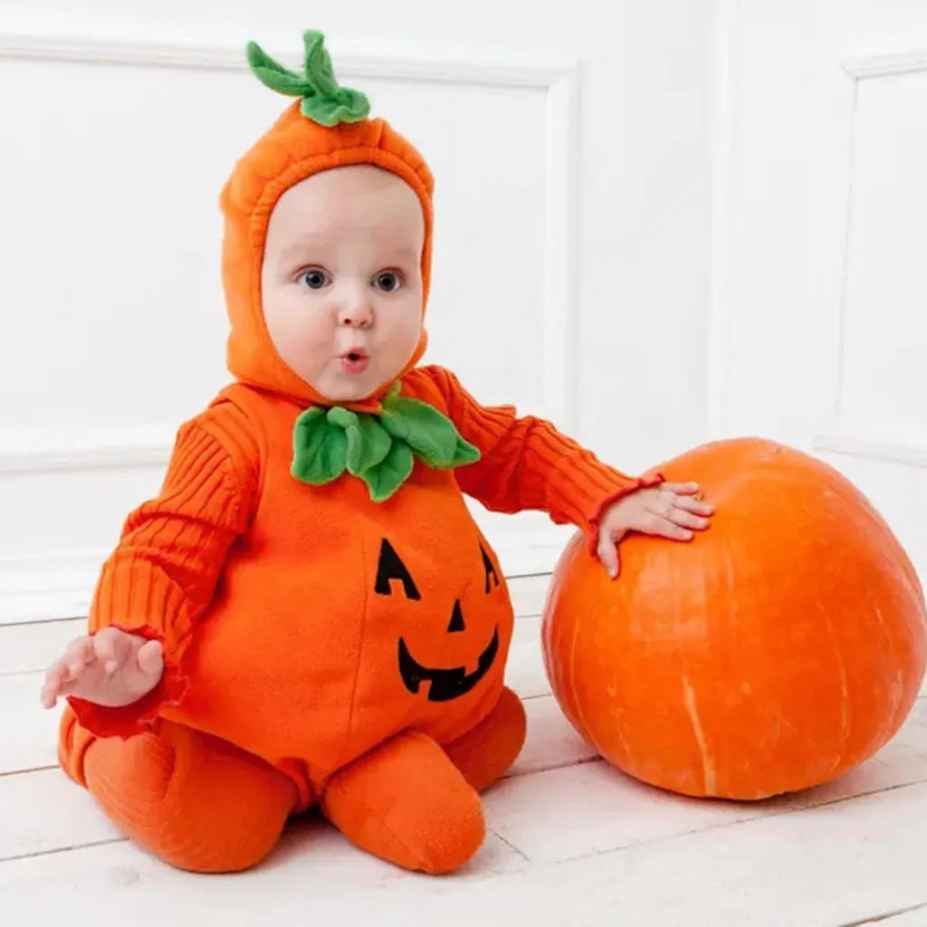 Baby Halloween Costume Pumpkin Baby Boy Girl Romper Orange CN sold by Poopy and Poops General Pet Store poppyandpoops.ca