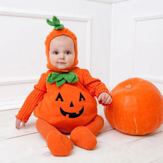 Baby Halloween Costume Pumpkin Baby Boy Girl Romper sold by Poopy and Poops General Pet Store poppyandpoops.ca