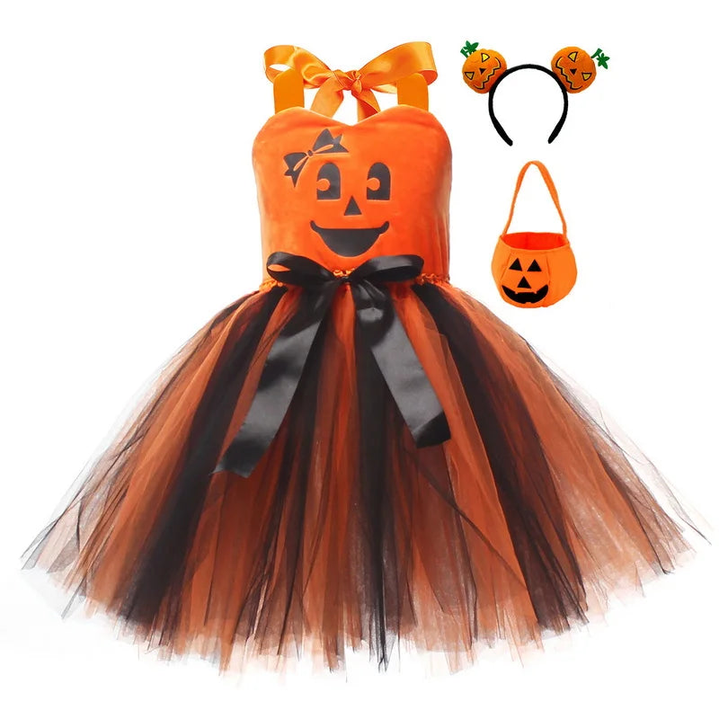 Matching Halloween Child Girl Pumpkin Costume Dress 01 sold by Poopy and Poops General Pet Store poppyandpoops.ca