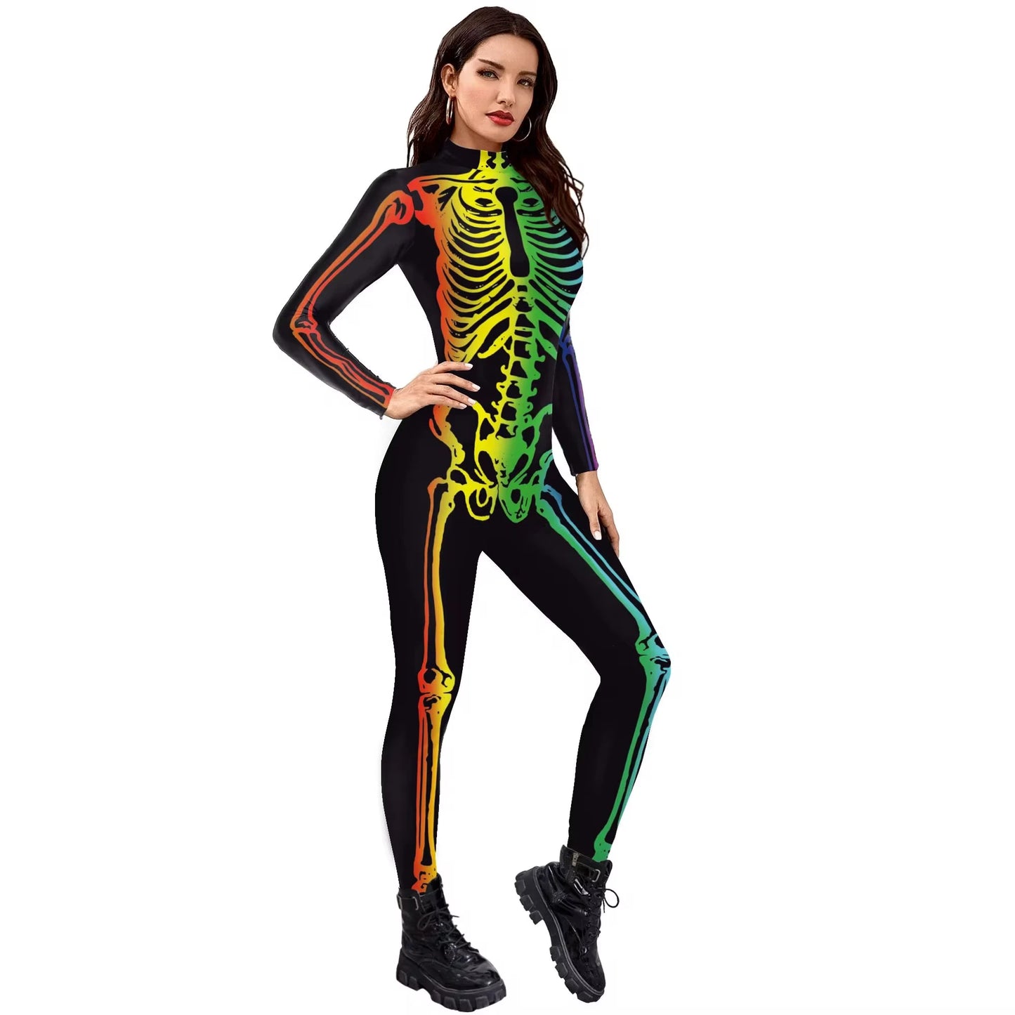 Women's Halloween Colorful Skeleton Human Costume sold by Poopy and Poops General Pet Store poppyandpoops.ca