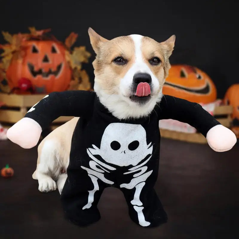 Dogs Glow In The Dark Spooky Skull Man With Plush Arms Halloween Costumes sold by Poopy and Poops General Pet Store poppyandpoops.ca