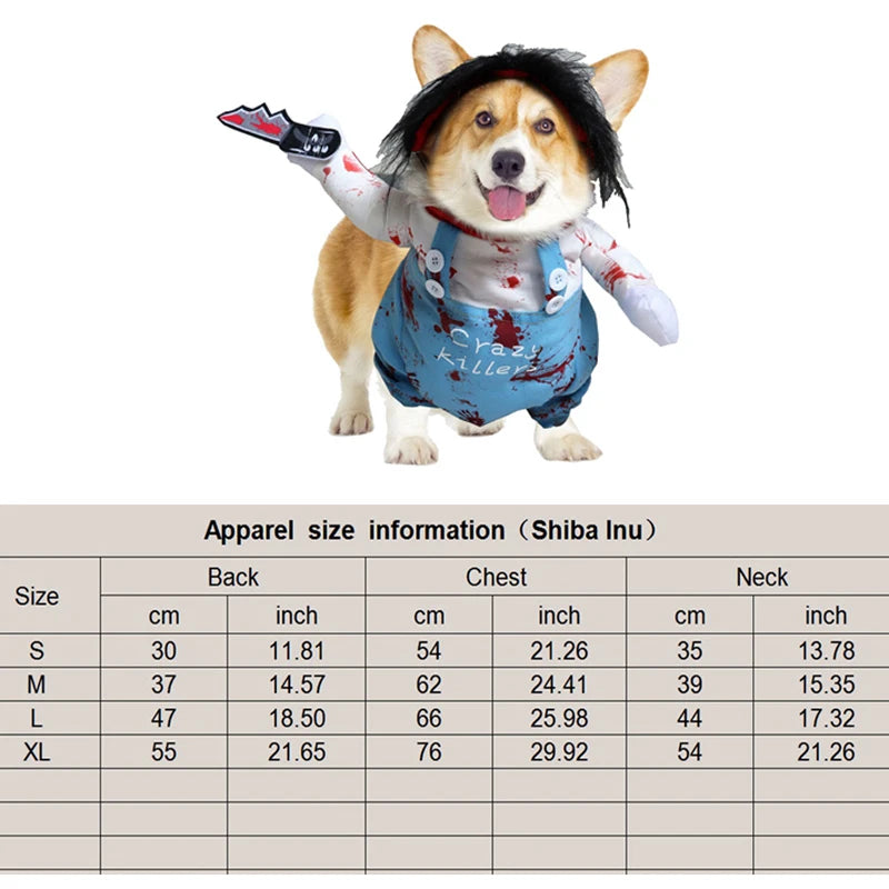 Matching Pet Dog Astronaut, Pumpkin, Bat, Cowboy, Lobster, Jocker, Chucky, Snowman Halloween Costume Chucky sold by Poopy and Poops General Pet Store poppyandpoops.ca