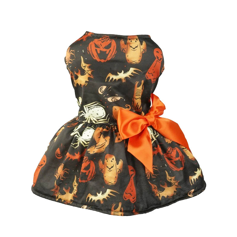 Halloween Dog Clothes with Pumpkin Print Funny Pet Dress Chihuahua Yorkie Clothing Bow Mesh Party Clothing Cat Costume Dog Dress F sold by Poopy and Poops General Pet Store poppyandpoops.ca