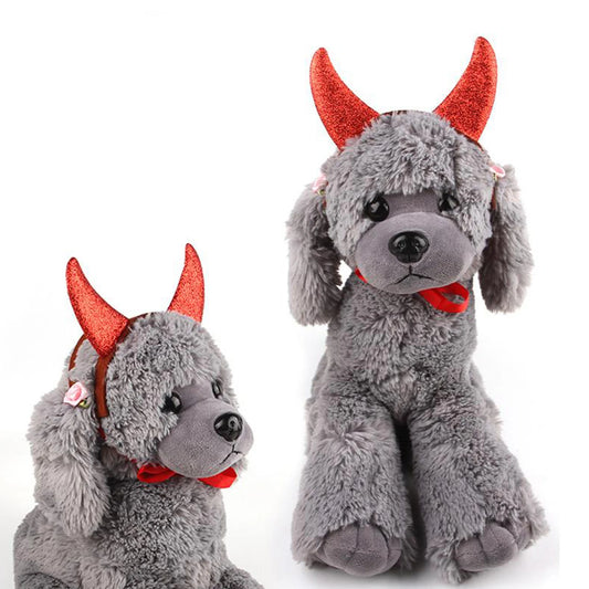Halloween Dog Costume Cat Devil Horns Headband Funny Pet Cosplay Accessory for Party sold by Poopy and Poops General Pet Store poppyandpoops.ca