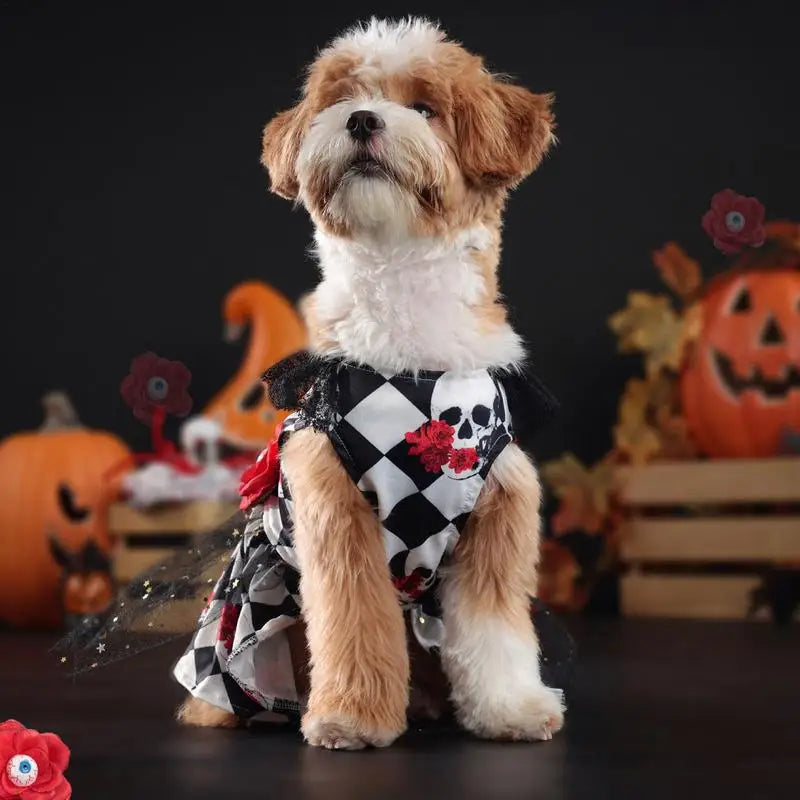 Dogs Skull Rose Pattern Halloween Dress Costume sold by Poopy and Poops General Pet Store poppyandpoops.ca