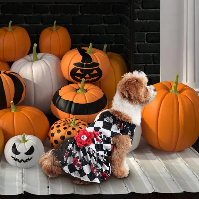 Dogs Skull Rose Pattern Halloween Dress Costume sold by Poopy and Poops General Pet Store poppyandpoops.ca