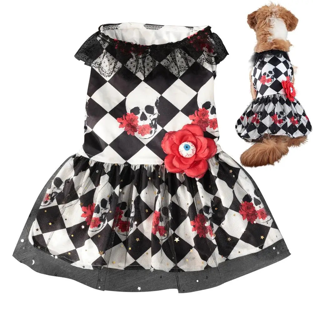 Dogs Skull Rose Pattern Halloween Dress Costume S CHINA sold by Poopy and Poops General Pet Store poppyandpoops.ca