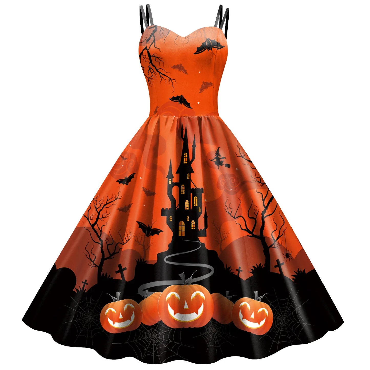 Matching Women Pumpkin Halloween Dresses sold by Poopy and Poops General Pet Store poppyandpoops.ca