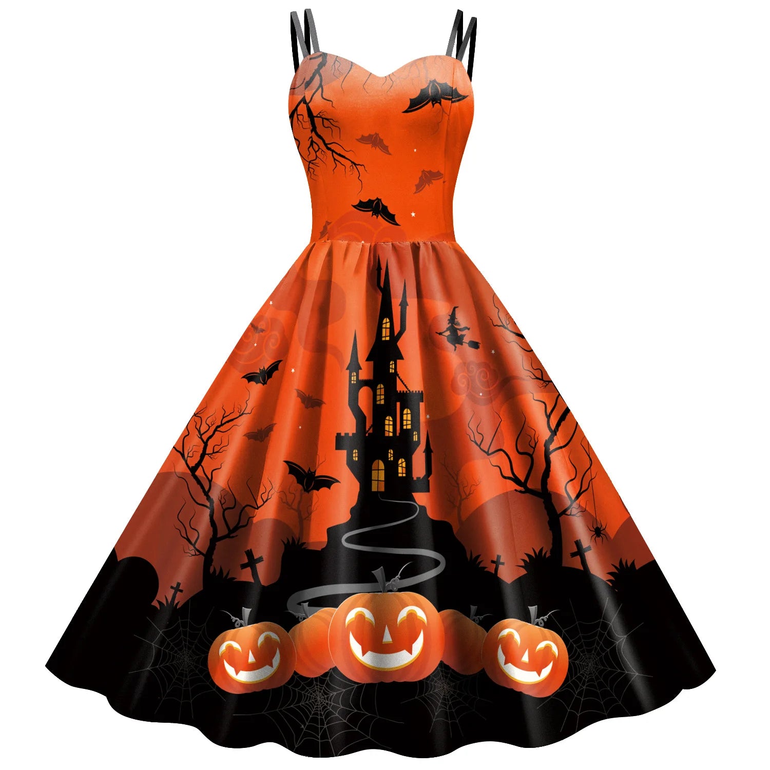 Matching Women Pumpkin Halloween Dresses sold by Poopy and Poops General Pet Store poppyandpoops.ca
